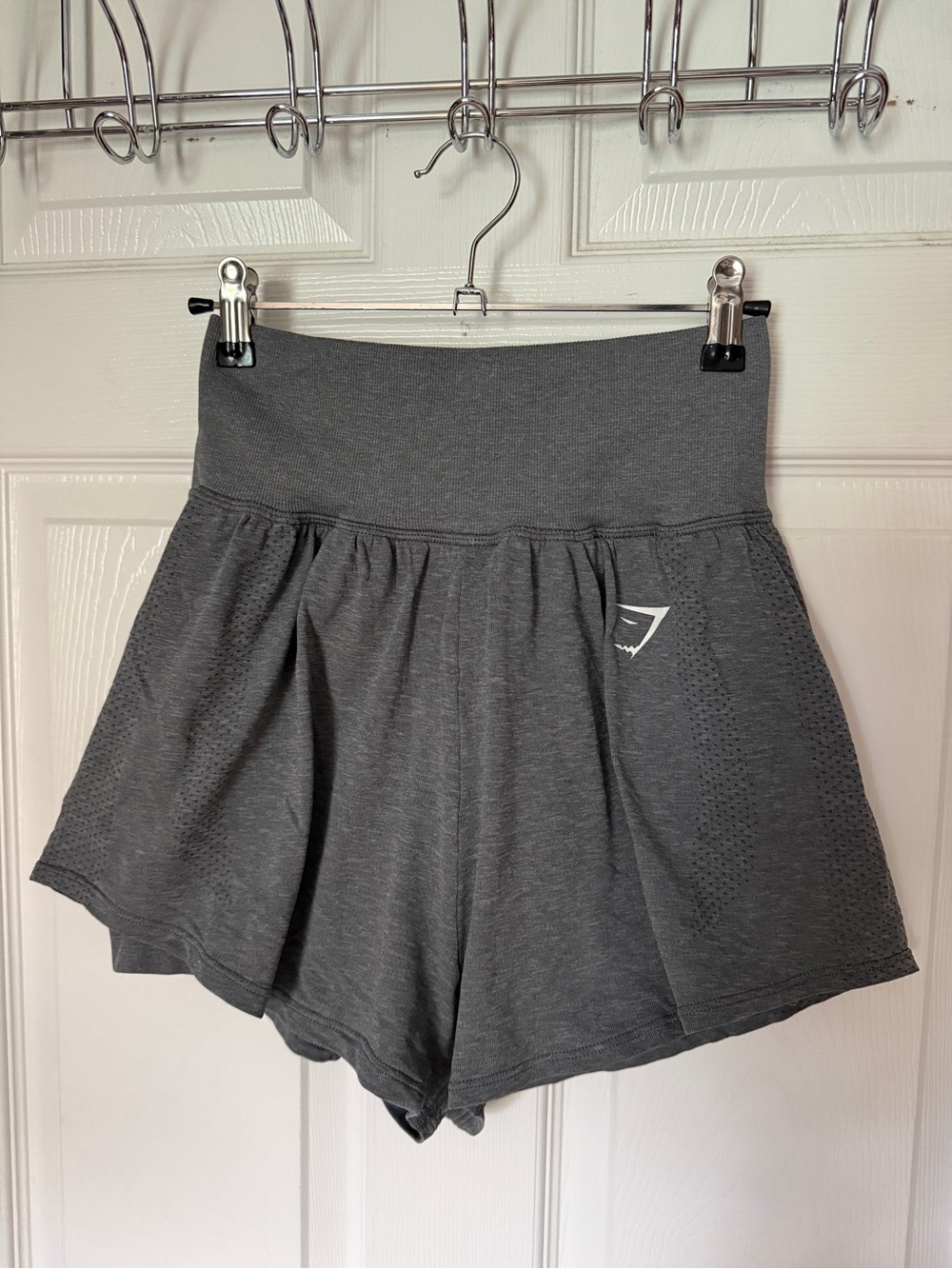Gymshark Charcoal High-Waist Performance Shorts with Biker Shorts Under / Size S